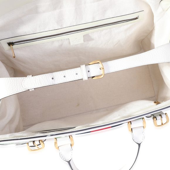 Gucci Ivory Leather & Web Floral Tapestry Duffle Bag - Picture 3 of 6